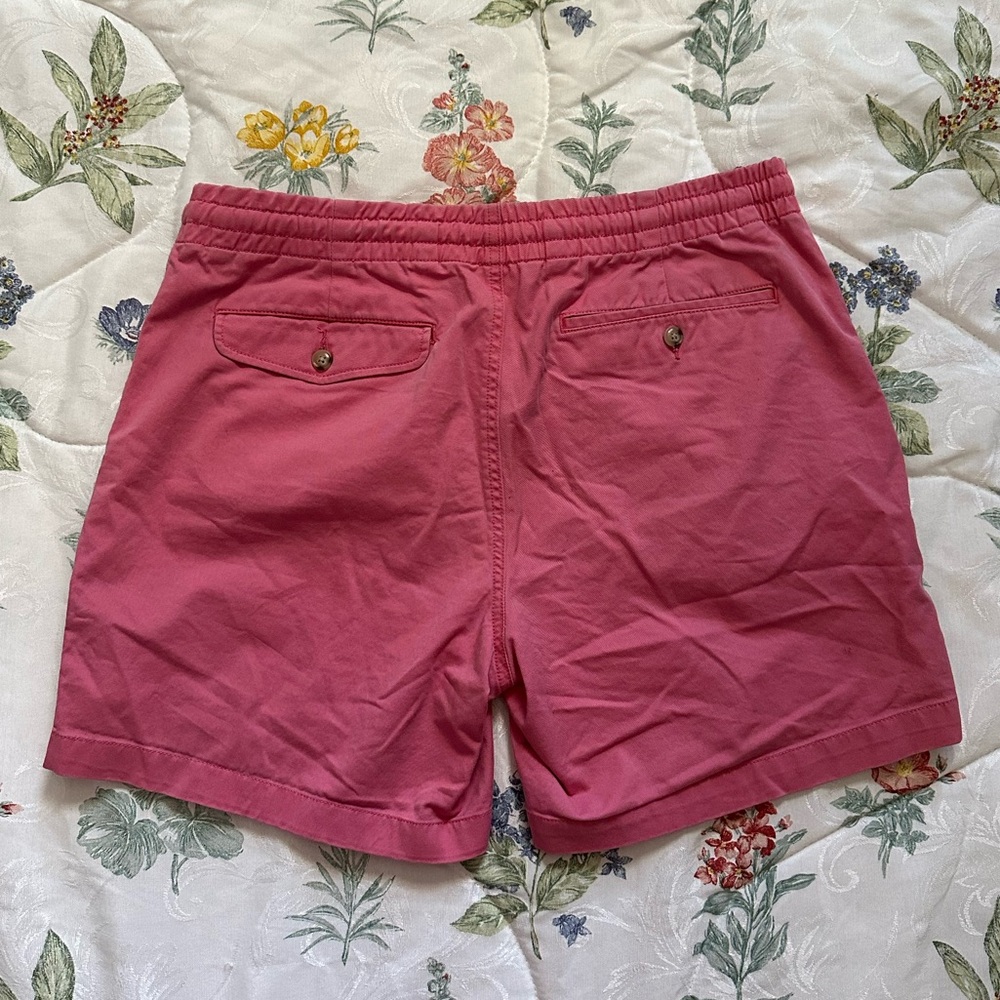 Polo Ralph Lauren Classic Fit 6” Chino khaki Shorts pink red drawstring Sz M - Picture 10 of 10
